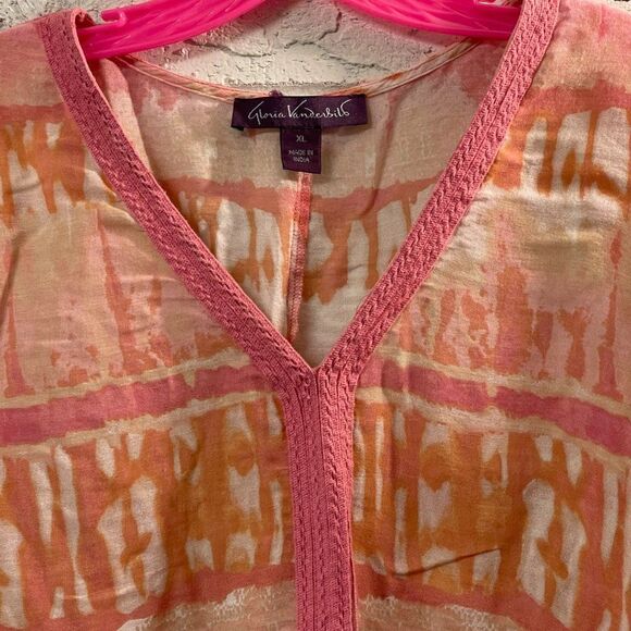 Glora Vanderbilt Pink Tie Dye Hippie Boho Shirt XL - Picture 2 of 9
